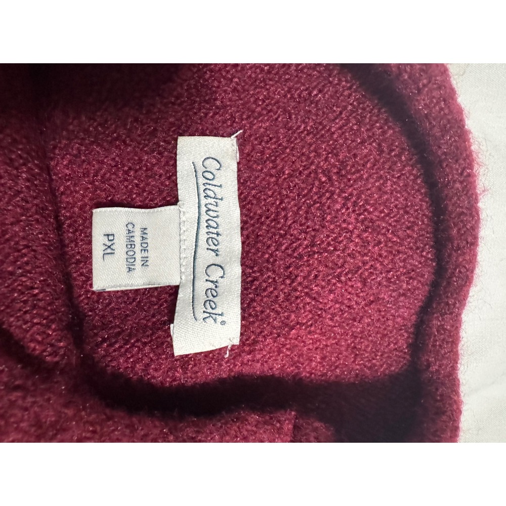 Coldwater Creek Burgundy Mock Neck Fuzzy Knit Sweater PXL Womens Wine Pullover - Picture 4 of 7